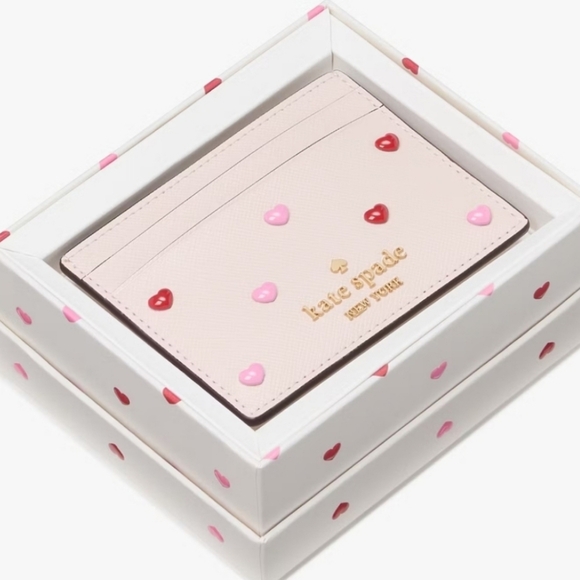 Kate Spade Boxed Madison Heart Studs Small Slim Card Holder - Picture 1 of 7